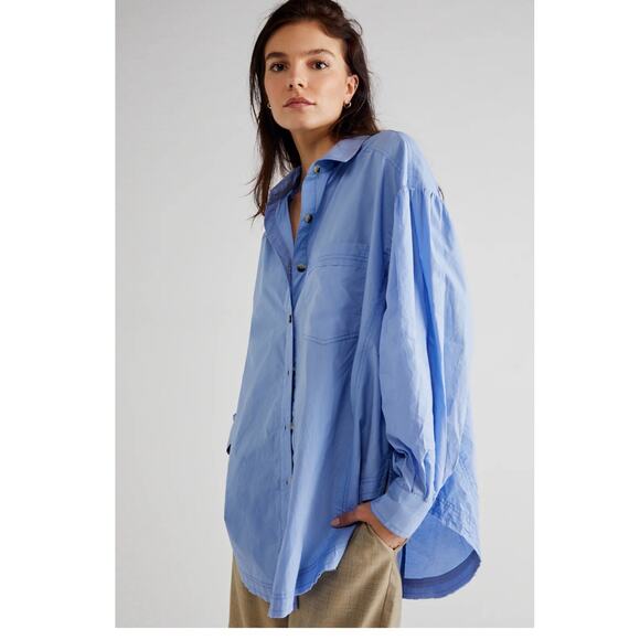 Free People Tops - Free People We The Free Happy Hour Poplin Shirt Top Large Women Oversized